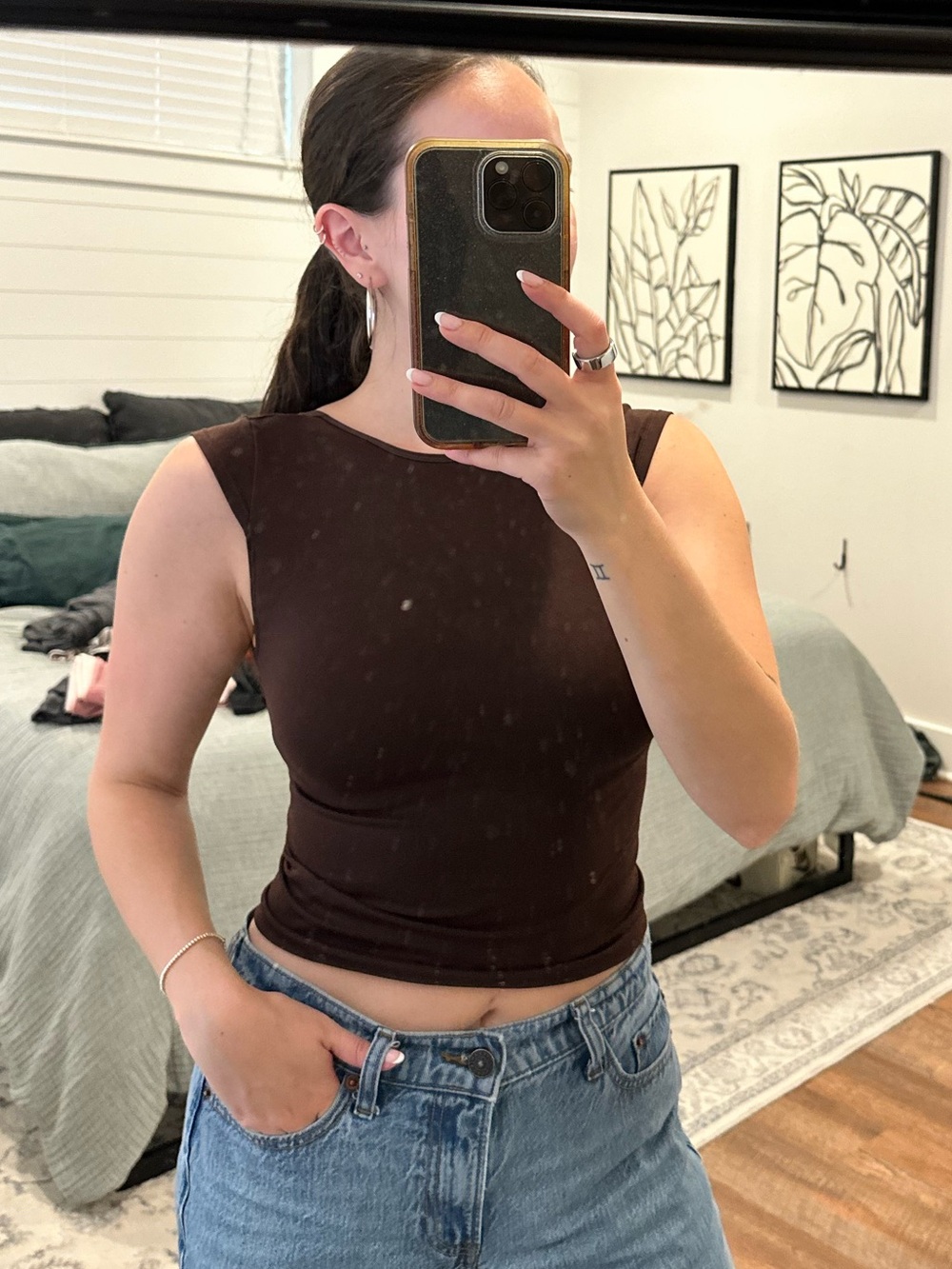 wild fable Brown Sleeveless Crewneck Tank Top